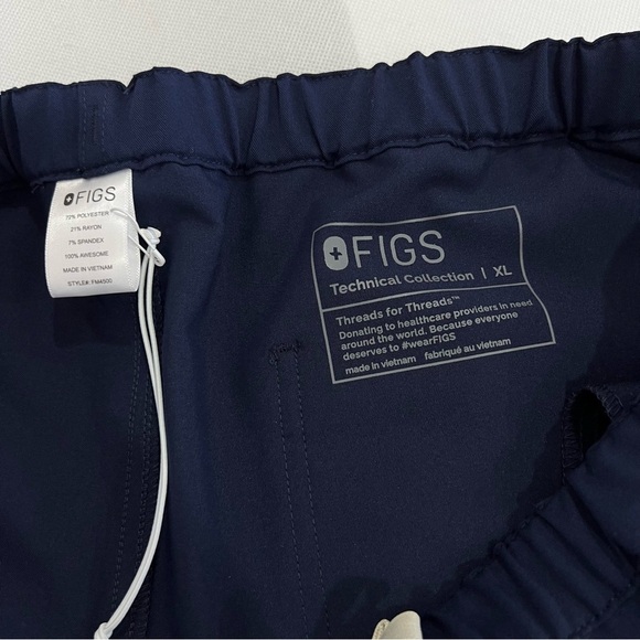 Figs Pisco Basic Scrub Pants Technical Size XL Elastic Waist 4 Pockets PO# 1810 - Picture 3 of 11